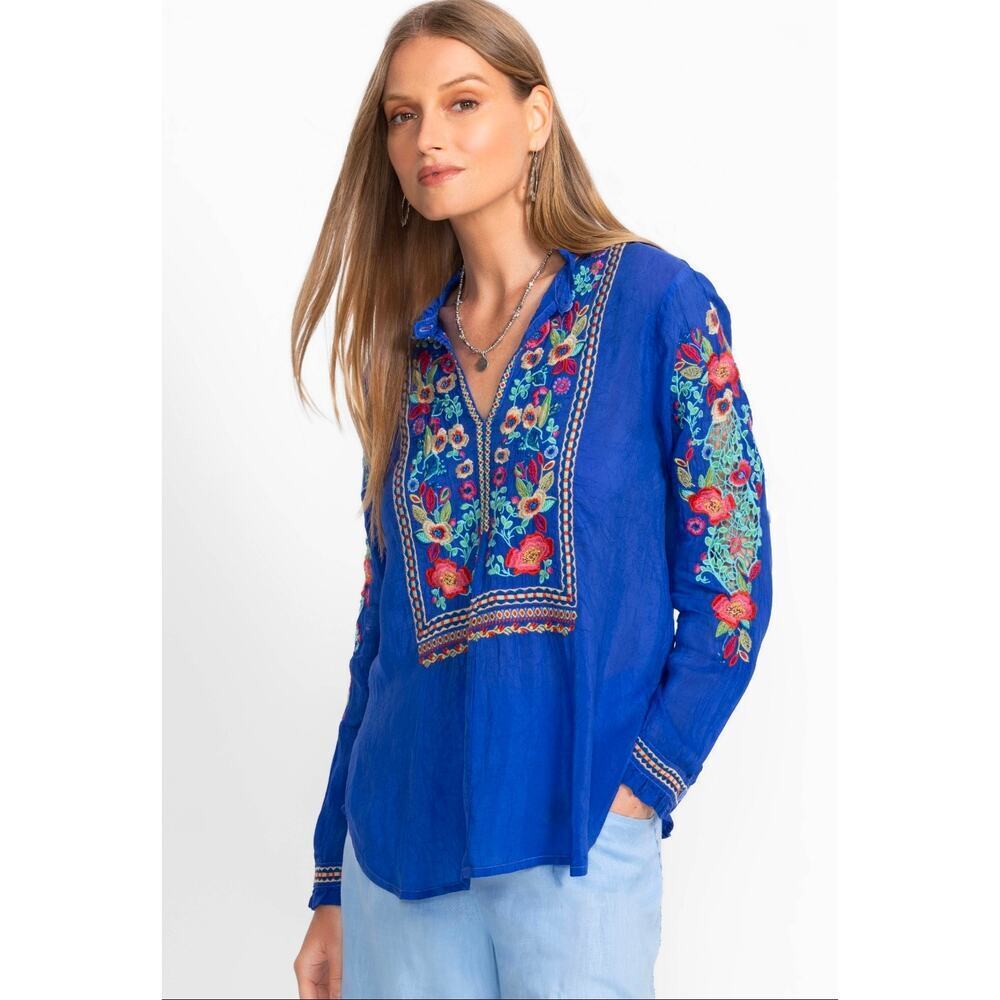 NWT Johnny Was Simone Embroidered Floral Blouse. Size S. Retails $298